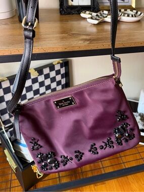 Kate Spade Purple Embellished Crossbody Bag